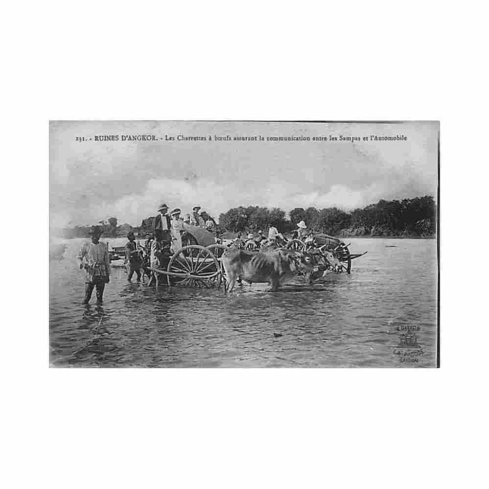 cambodia angkor vat ox carts providing communication between the sampans and the automobile la pagode 231 cambod Vintage A4 Photo Print