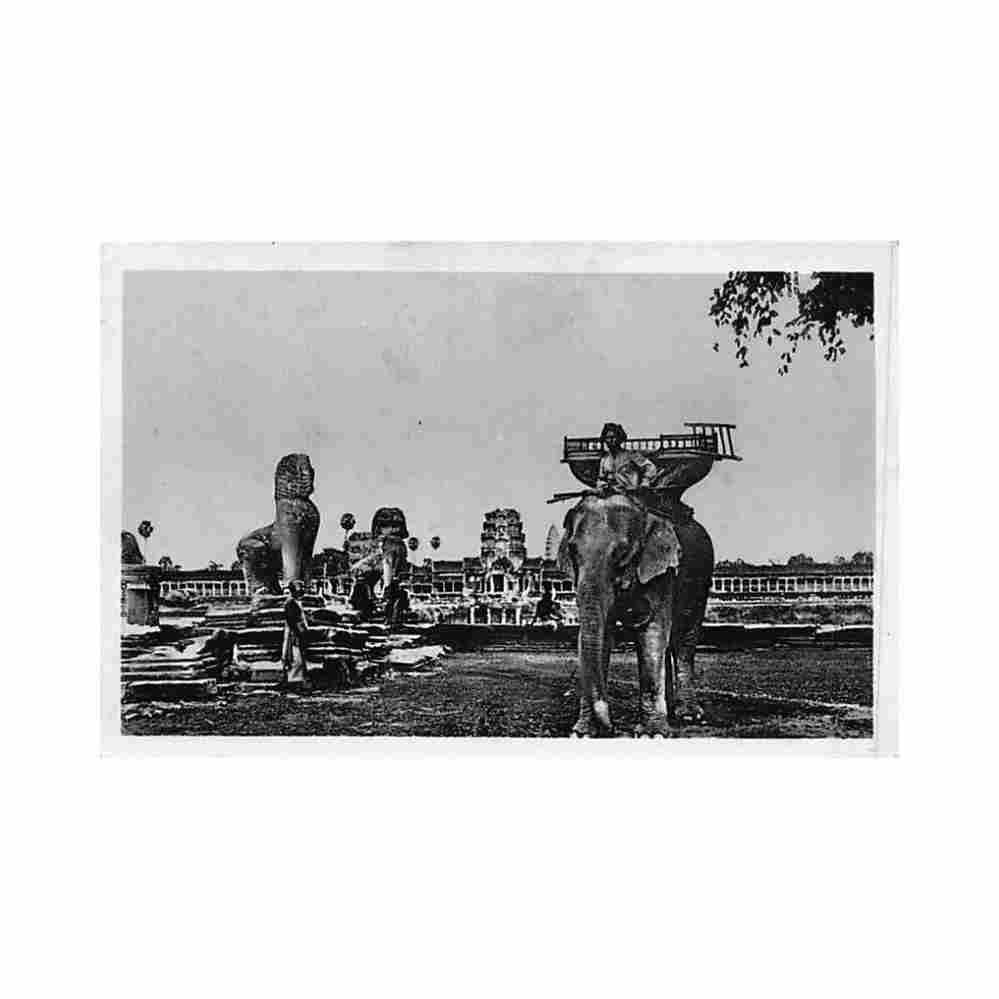 cambodia facade of angkor wat elephant emcet 83 Vintage A4 Photo Print