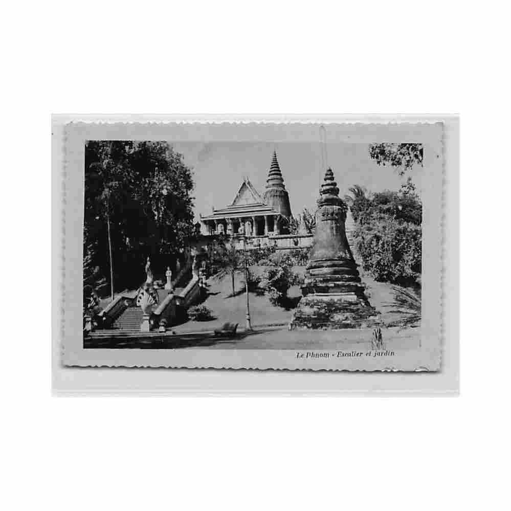 cambodia phnom penh le pnom stairs and garden card ed Vintage A4 Photo Print