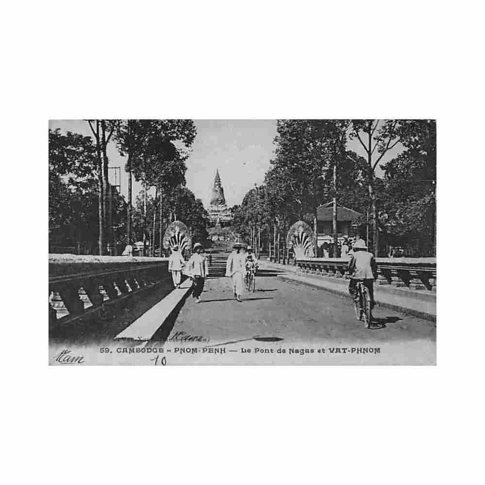 cambodia phnom penh the nagas bridge and vat phnom van xuan 59 Vintage A4 Photo Print