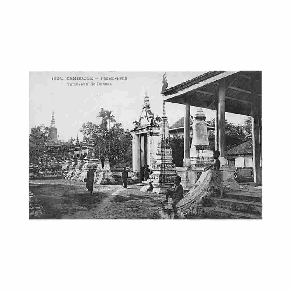 cambodia phnom penh tombs of monks p dieulefils 1624 Vintage A4 Photo Print