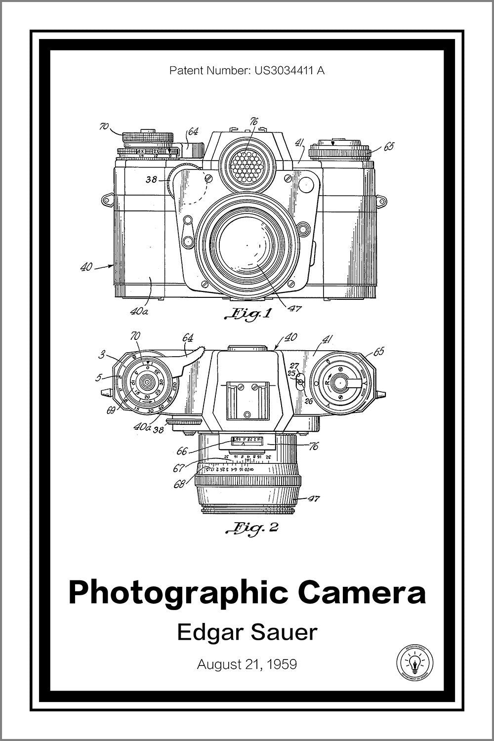 camera patent print white A4 Photo Print