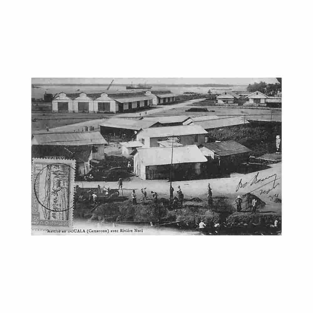 cameroun douala marche avec riviere nuri ed inconnu Vintage A4 Photo Print
