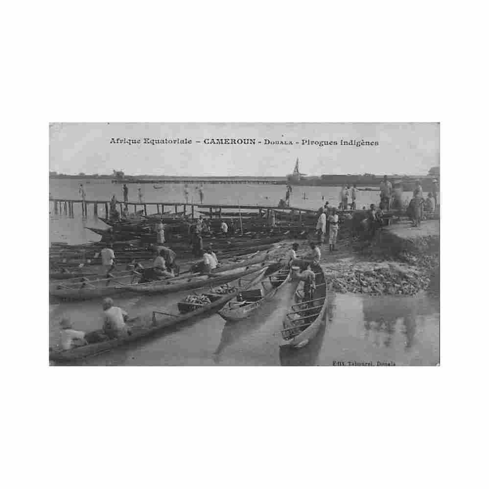 cameroun douala pirogues indigenes ed ets tabourel Vintage A4 Photo Print