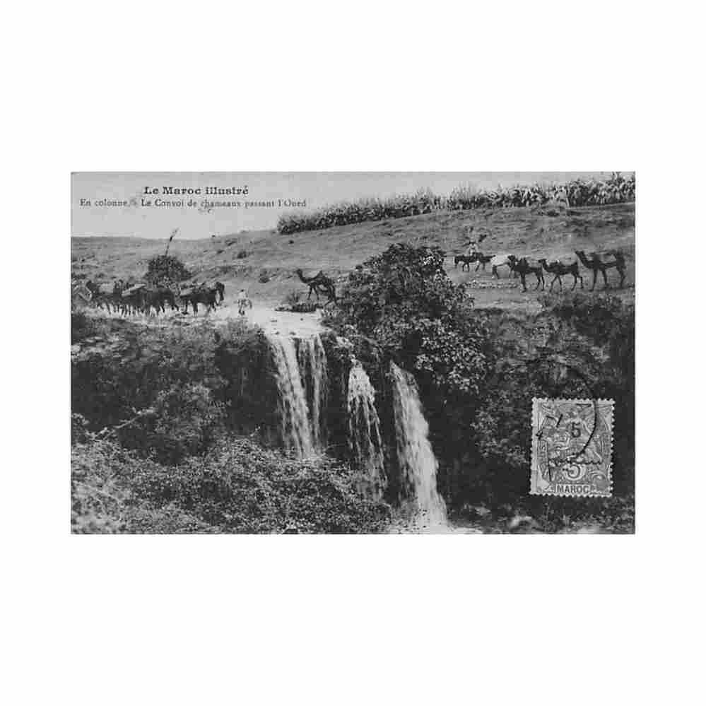 campagne du maroc en colonne le convoi de chameaux passant l oued ed schmitt Vintage A4 Photo Print