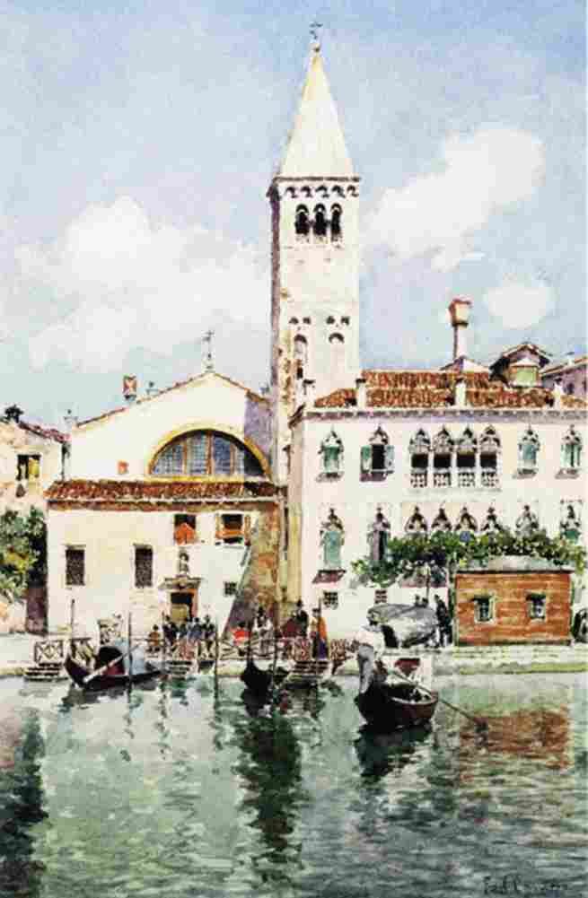 campo gondolas on a venetian canal Art A4 Photo Print