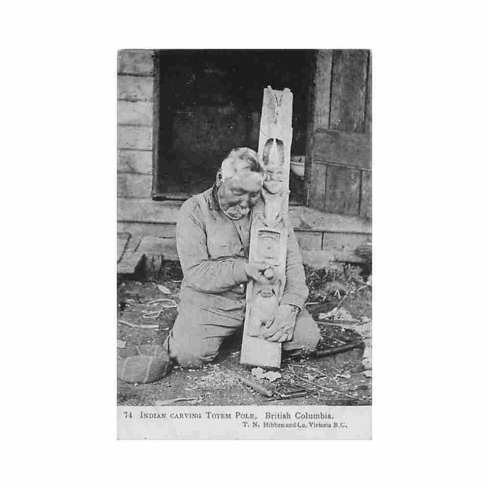 canada british columbia indian carving totem pole Vintage A4 Photo Print