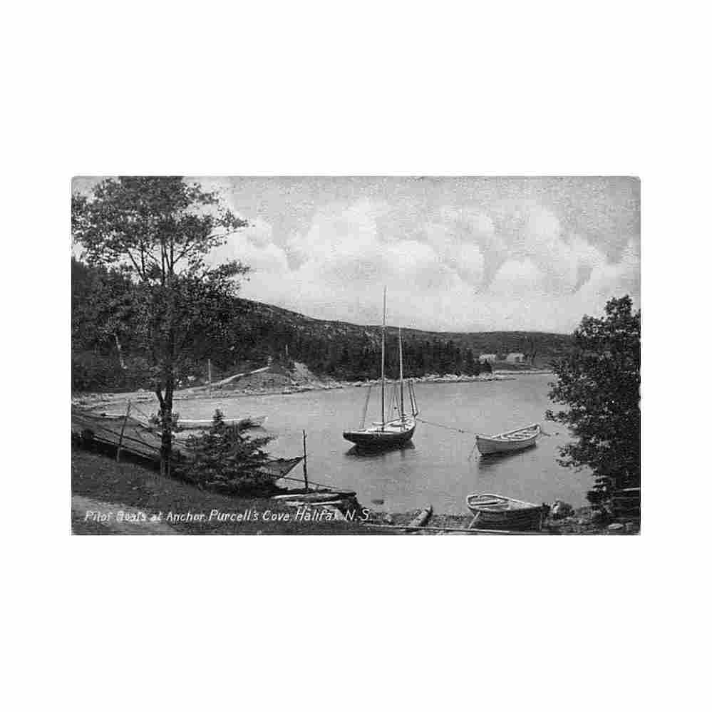 canada halifax ns pilot boats at anchor purcell s cove Vintage A4 Photo Print