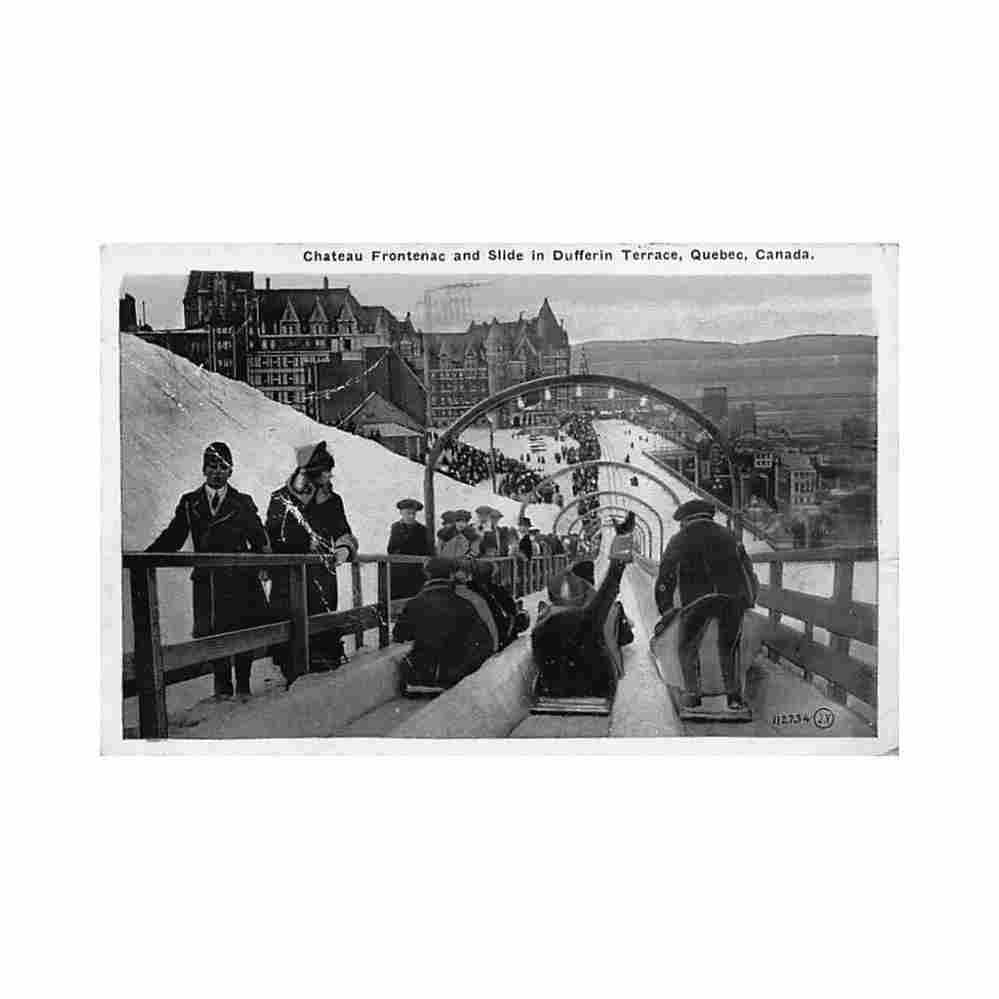 canada quebec chateau frontenac and slide in dufferin terrace valentine Vintage A4 Photo Print