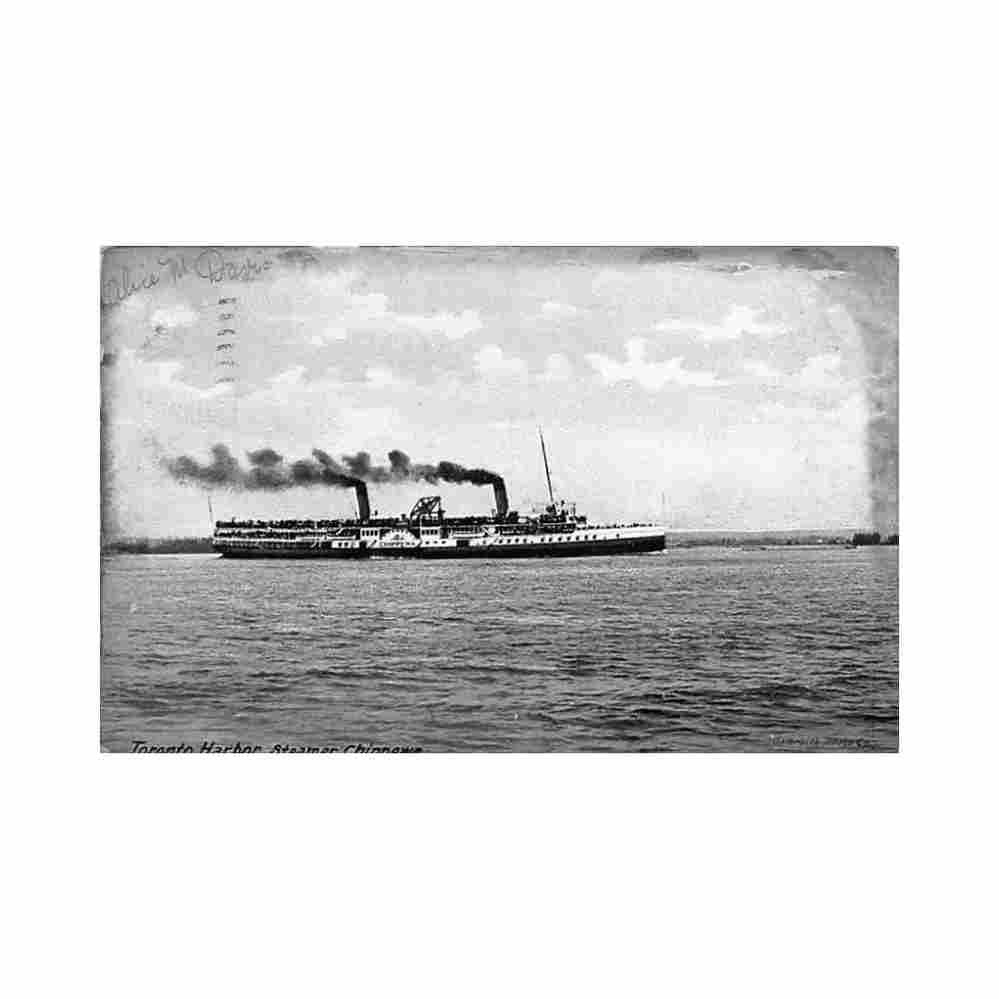 canada toronto on steamer chippewa in harbor wj gage co Vintage A4 Photo Print
