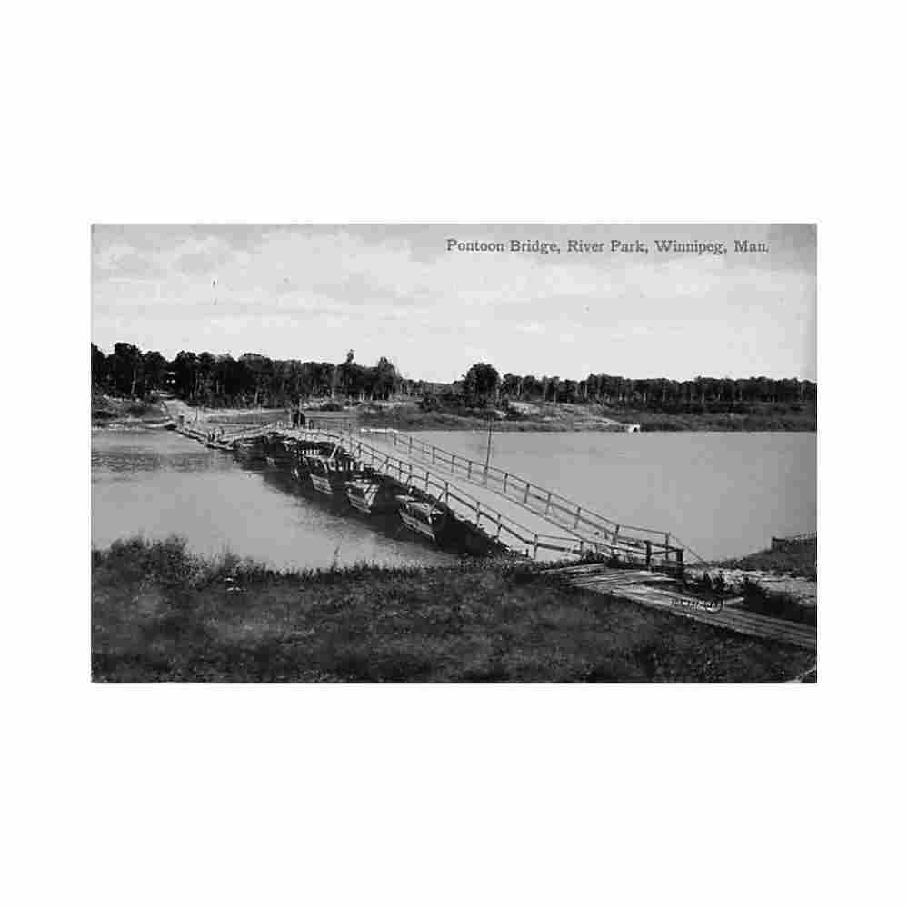 canada winnipeg mb pontoon bridge river park valentine sons Vintage A4 Photo Print