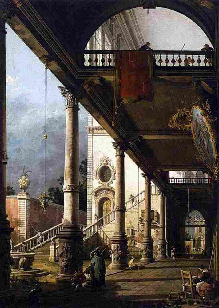 canal View with Portico Art A4 Photo Print