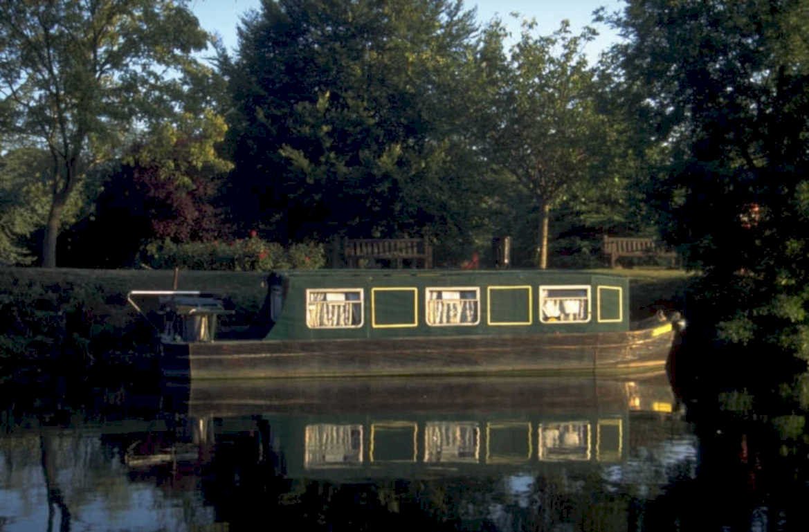 canal boat reflection 1980s 1990s A4 Photo Print