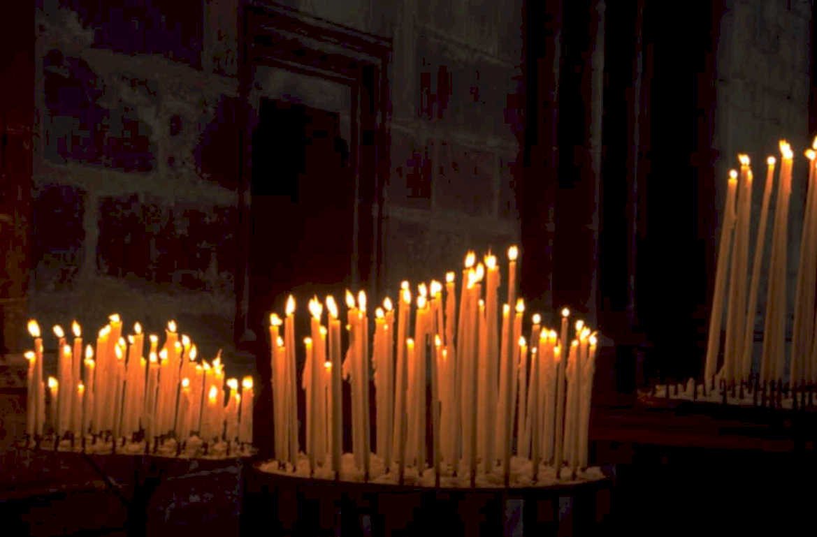 candles church stone 1980s 1990s A4 Photo Print
