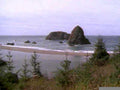cannonbeach haystackrock overcast1980s 1990s A4 Photo Print