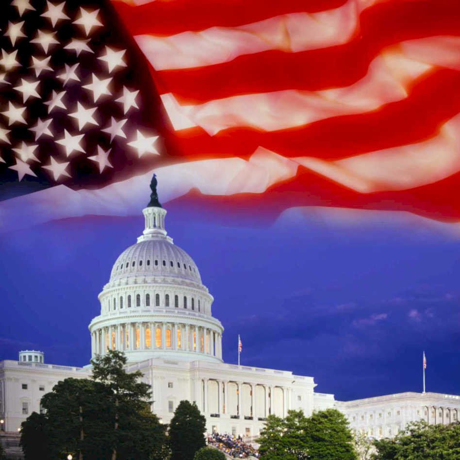 capitol flag dusk Flags1980s A4 Photo Print
