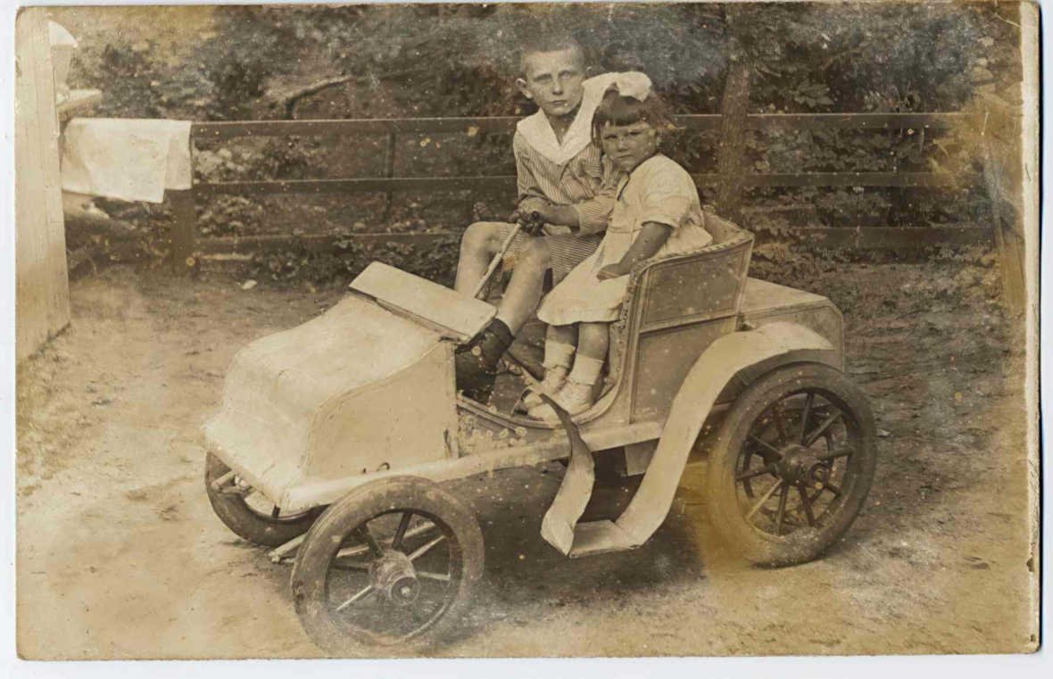 cardboard car boys Vintage world war A4 Photo Print