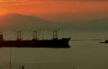 cargo ship sunset Vintage A4 Photo Print