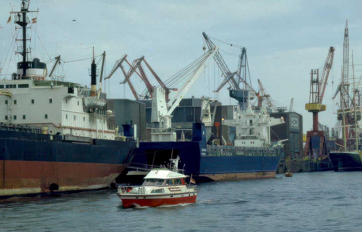 cargo ships hamburg Vintage A4 Photo Print