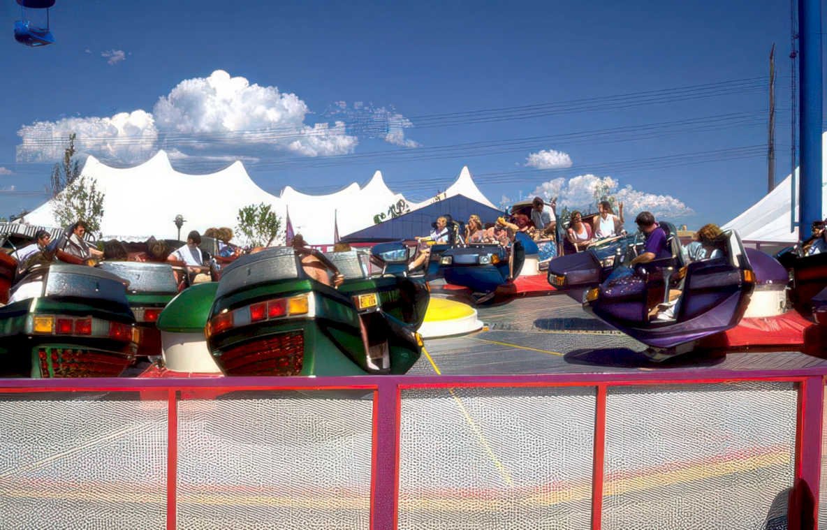 carousel cars people Vintage A4 Photo Print
