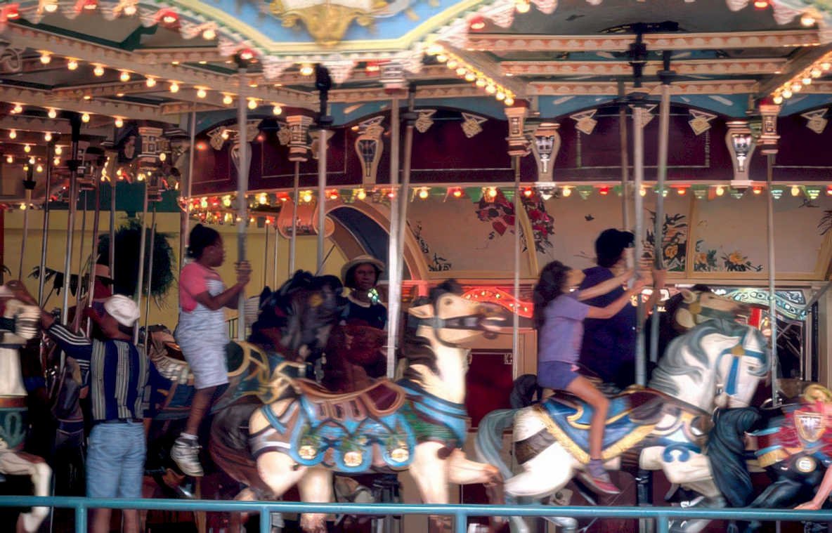 carousel ride lights Vintage A4 Photo Print