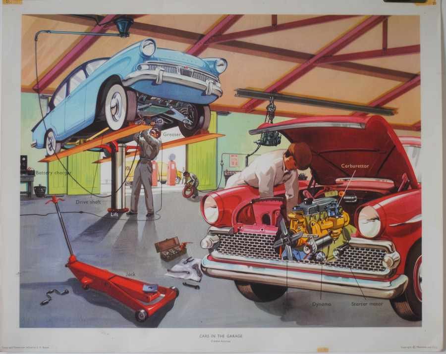 cars in the garage Vintage Advert A4 Photo Print