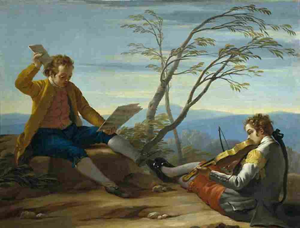 castillo jose two boys one solfeando and another playing the violin Art A4 Photo Print