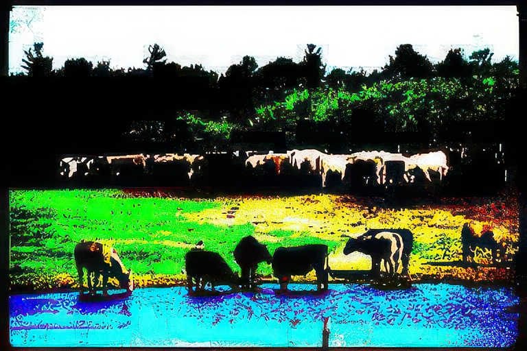 cattle pasture water Vintage A4 Photo Print