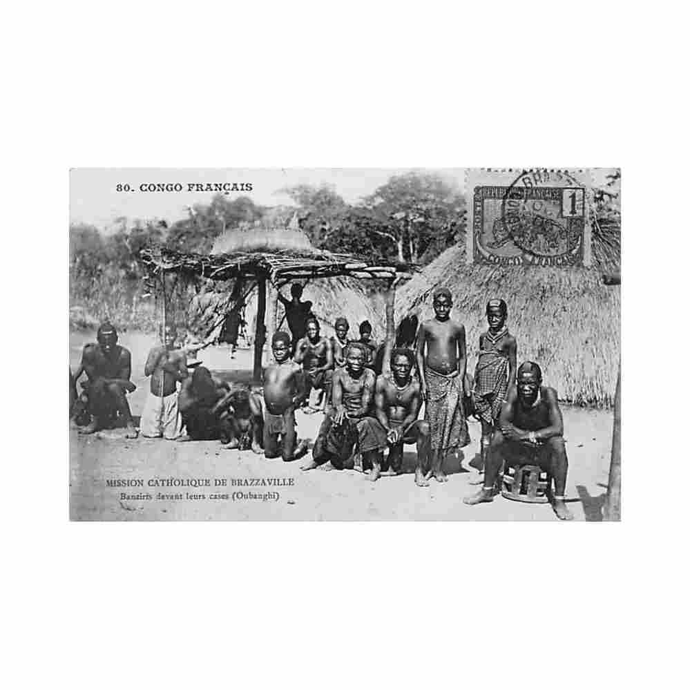 centrafrique banziris devant leurs cases oubanghi mission catholique 80 Vintage A4 Photo Print