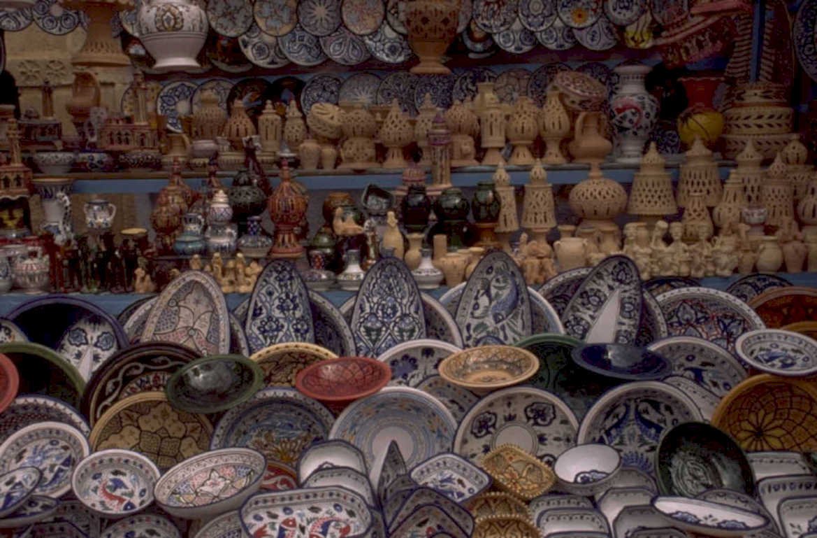 ceramic moroccan plates 1980s 1990s A4 Photo Print