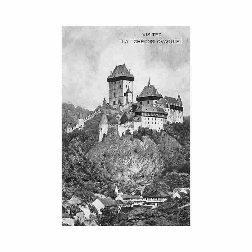 cesko czech rep hrad karlstejn ceskoslovenske statni drahy Vintage A4 Photo Print