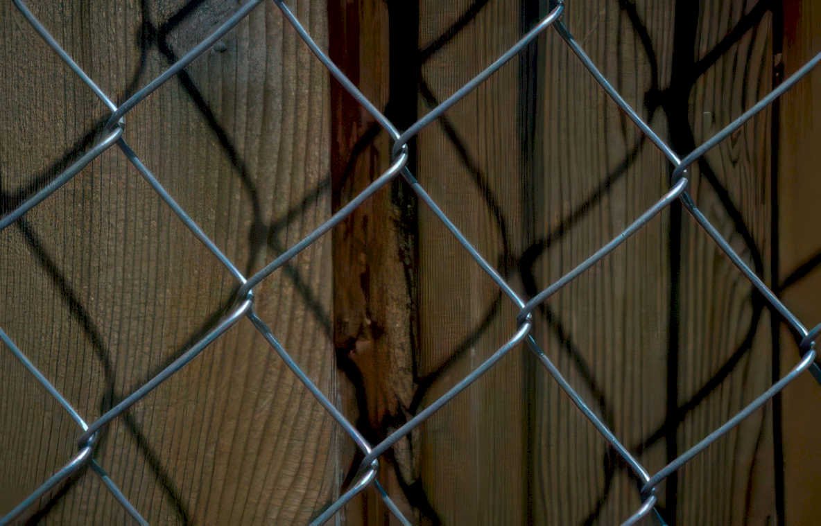 chainlink fence shadows Vintage A4 Photo Print