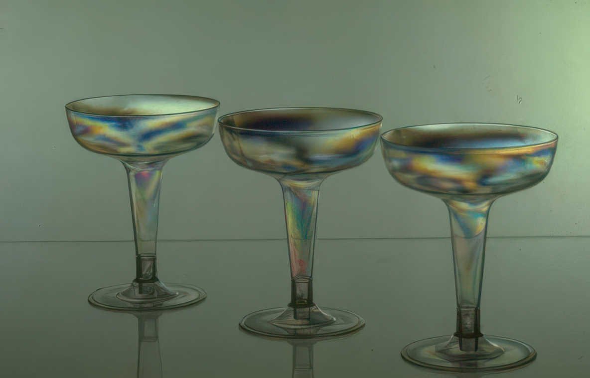 champagne coupes rainbow Vintage A4 Photo Print