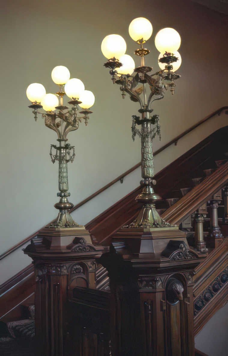 chandeliers staircase lighting Vintage A4 Photo Print