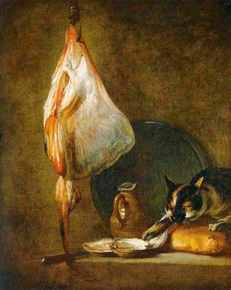 char Still Life with Cat and Rayfish Art A4 Photo Print