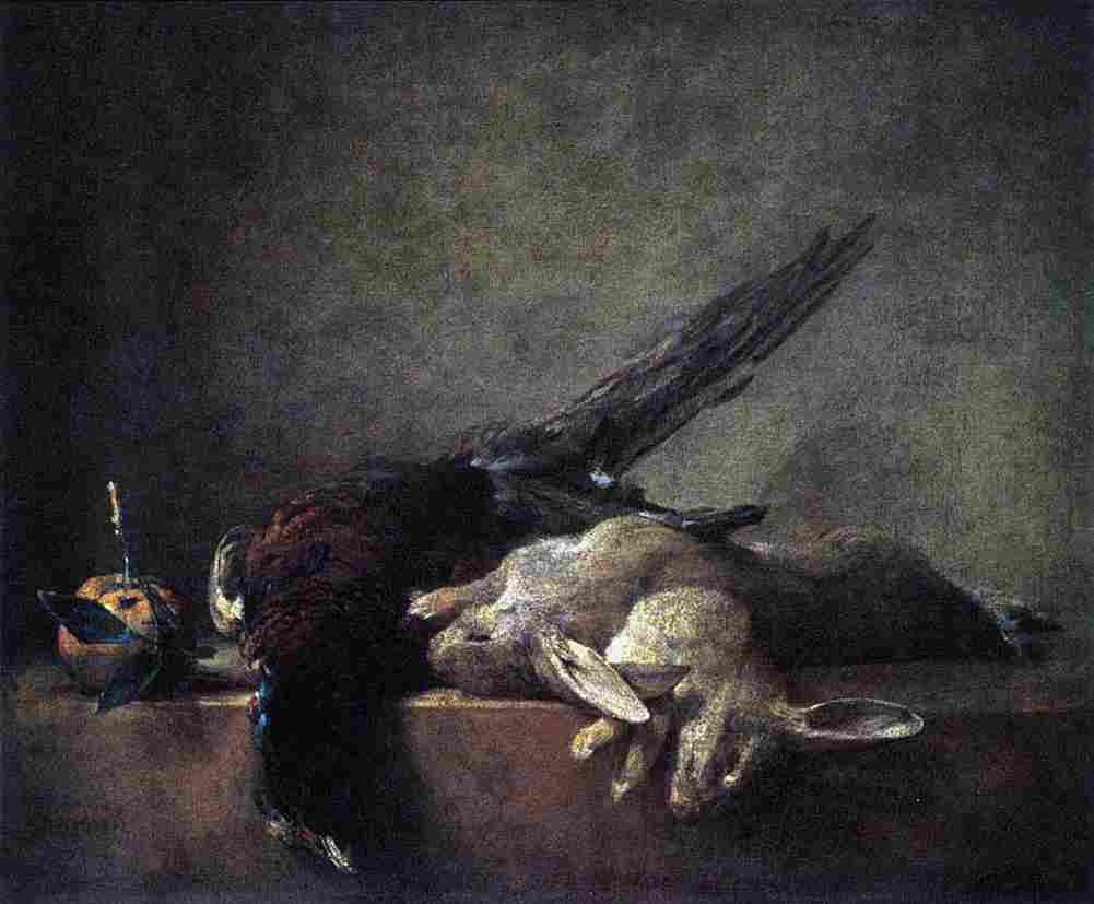 char Still Life with Two Rabbits Art A4 Photo Print
