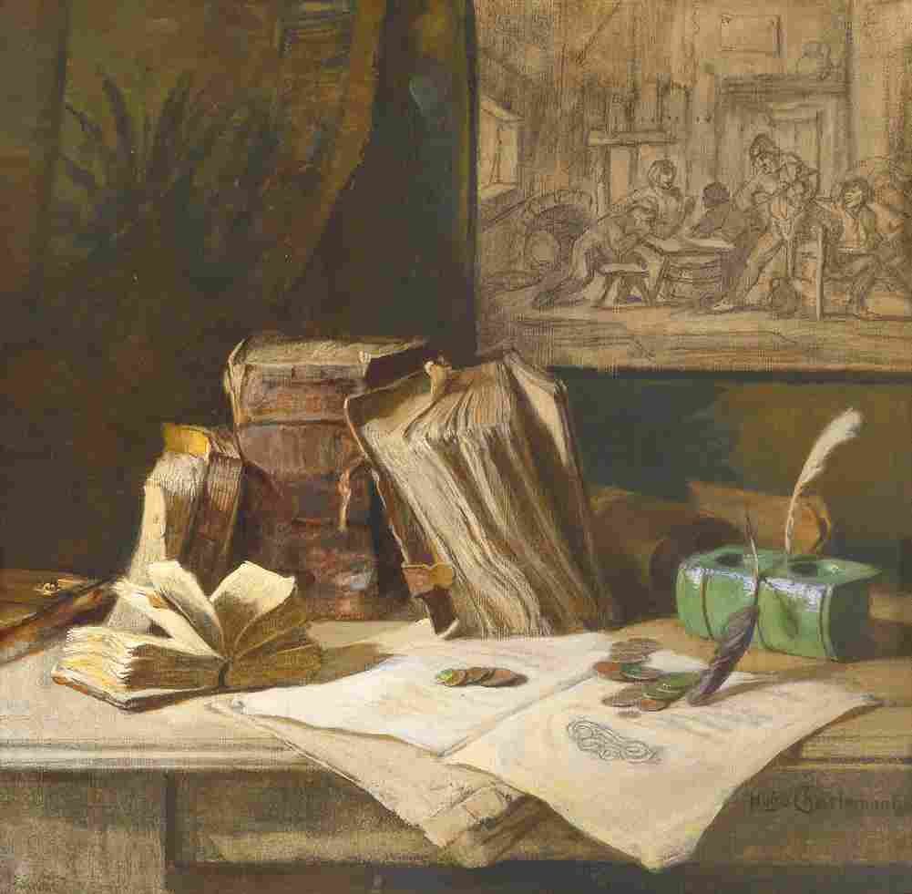 charlemont hugo still life with tomes Art A4 Photo Print