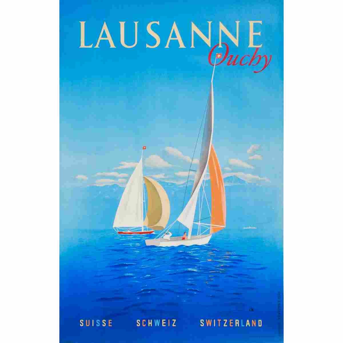 charles kuhn lausanne ouchy 1952 2 Advert A4 Photo Print