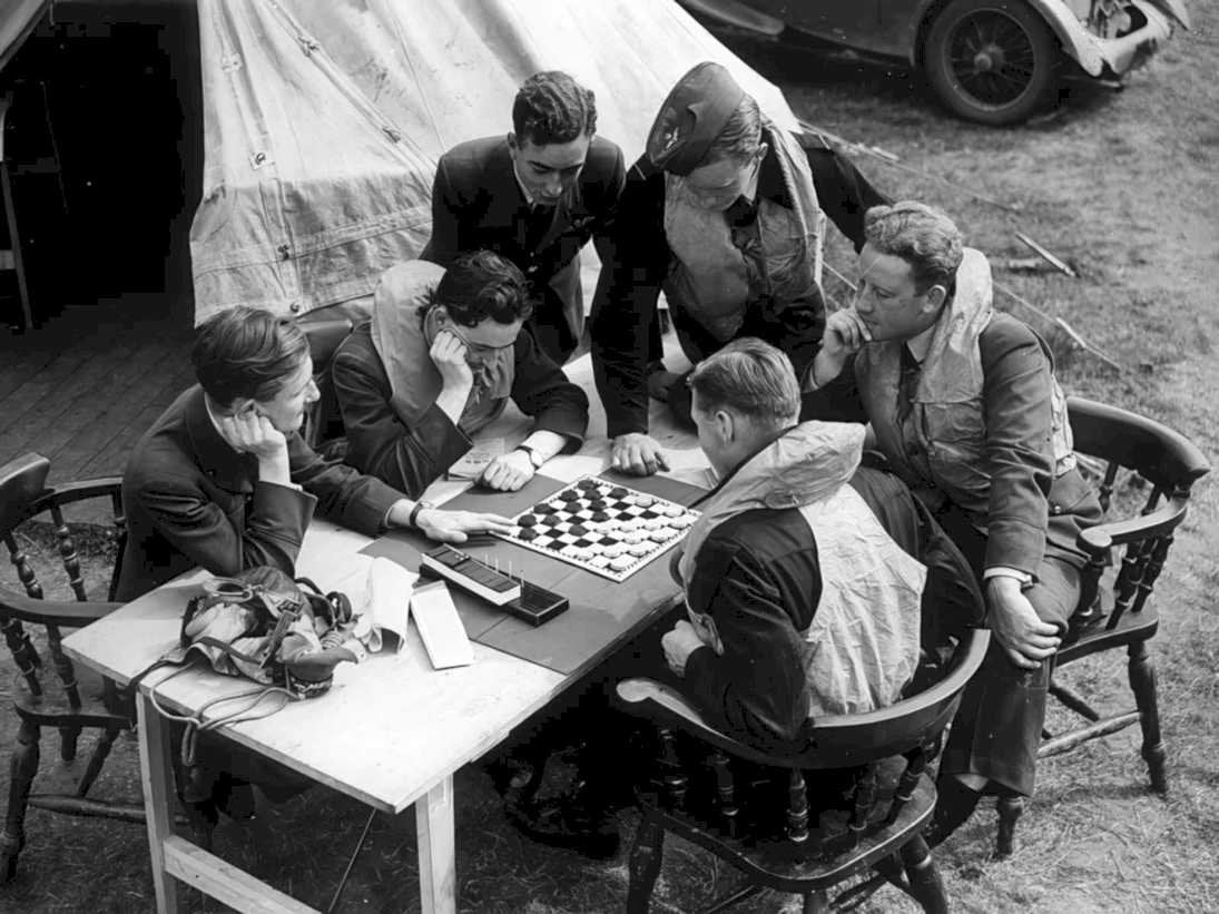 chess camp airmen Vintage world war A4 Photo Print