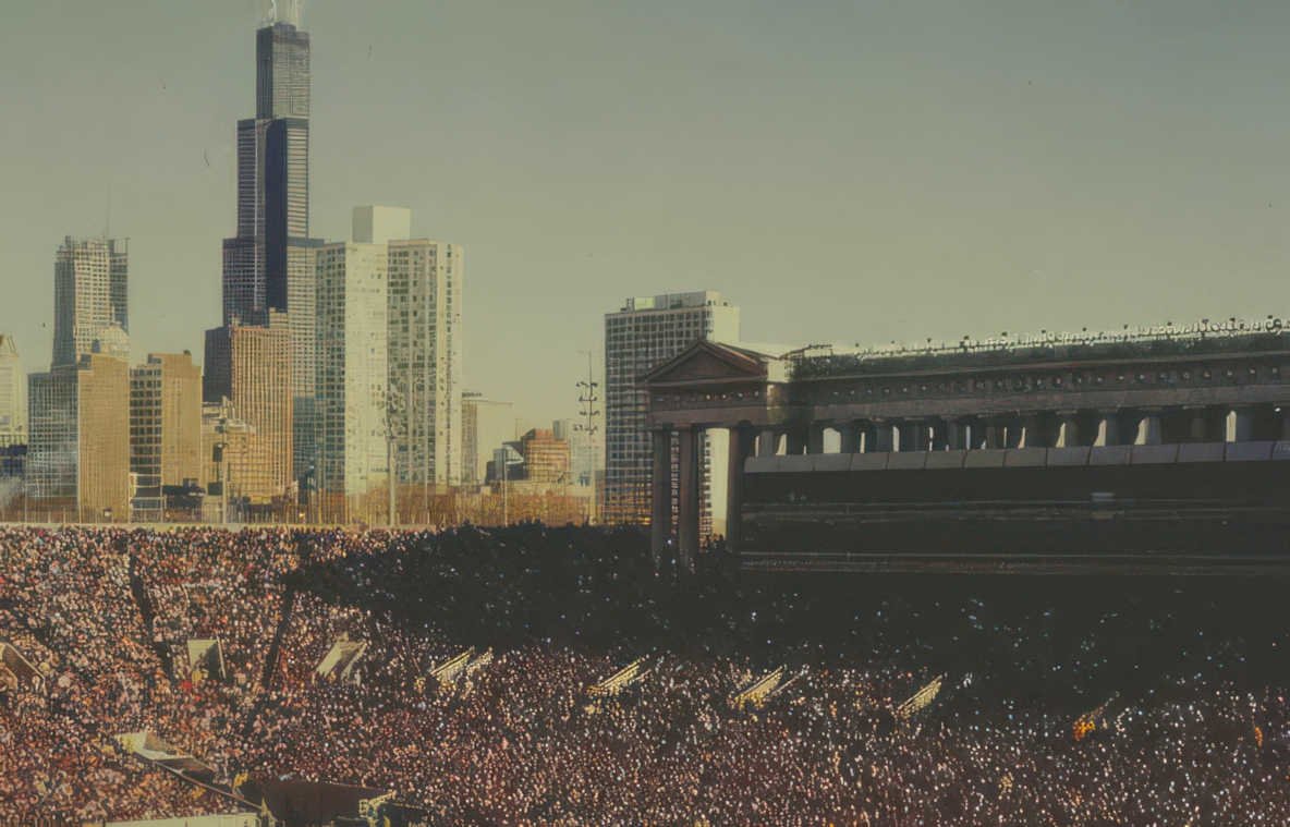 chicago crowd willis Vintage A4 Photo Print