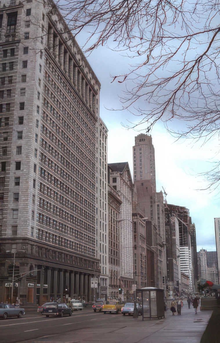 chicago michigan avenue Vintage A4 Photo Print