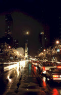 chicago night cityscape Vintage A4 Photo Print