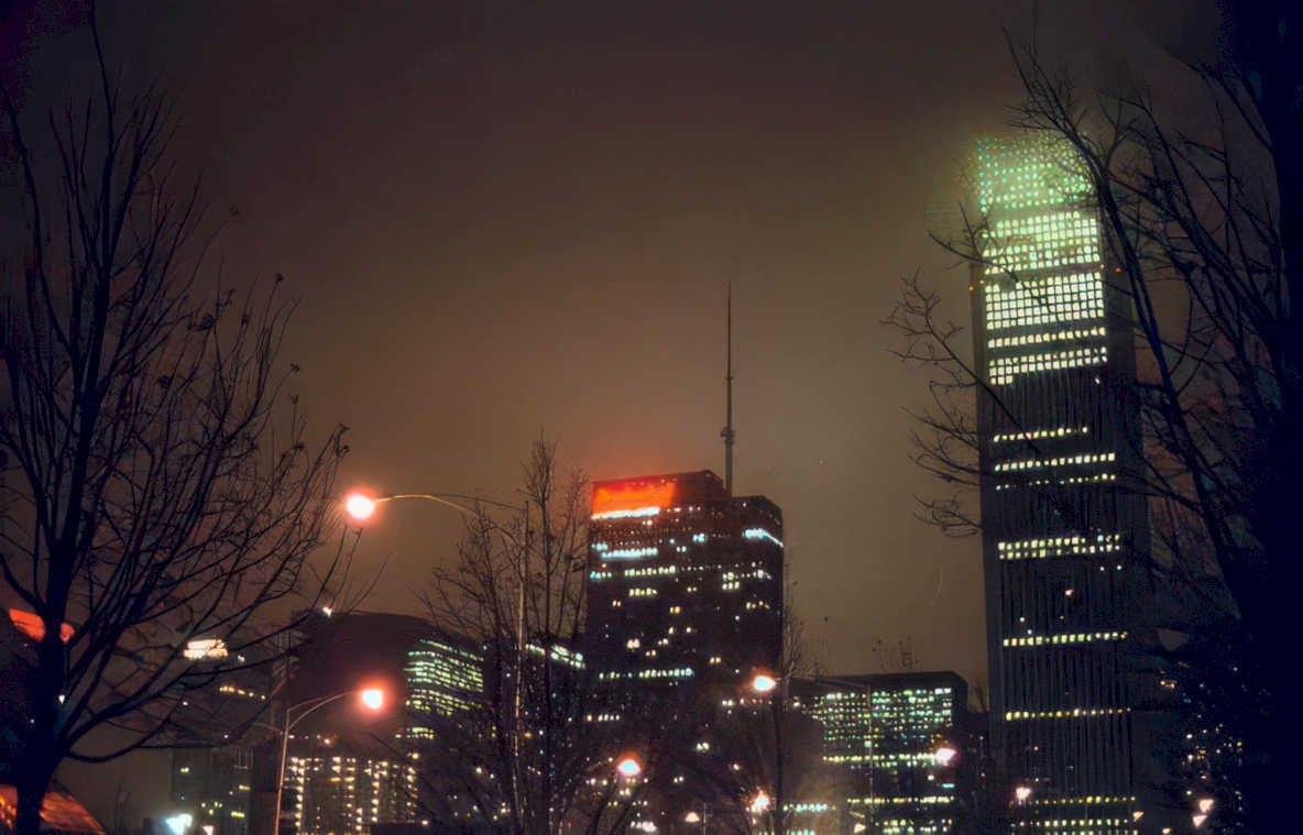 chicago night lights Vintage A4 Photo Print
