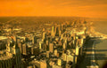 chicago skyline goldenhour Vintage A4 Photo Print