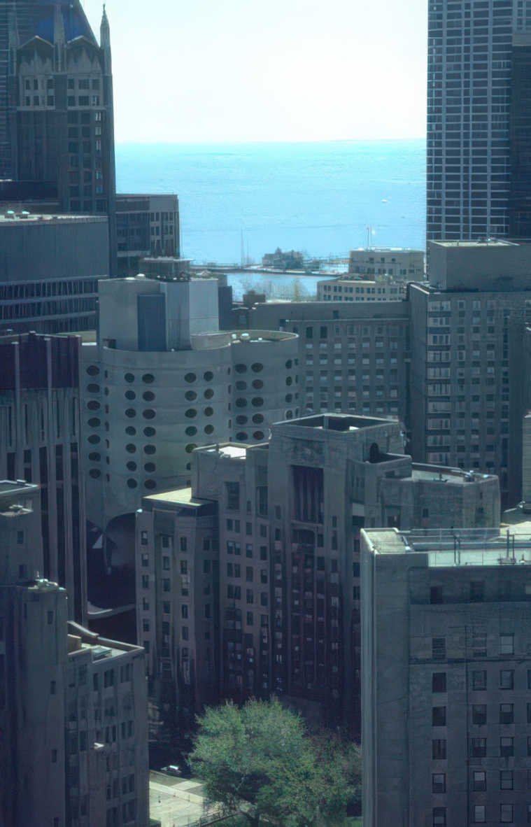 chicago skyline lake Vintage A4 Photo Print