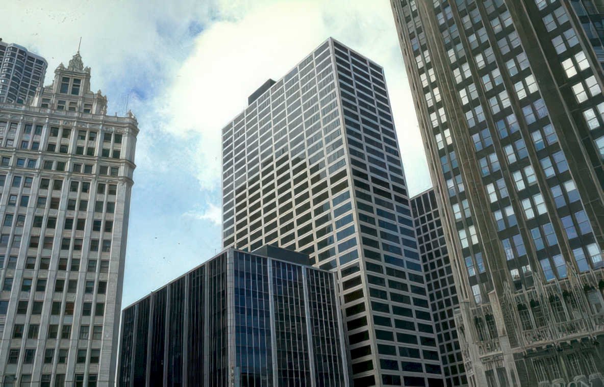 chicago skyline reliance Vintage A4 Photo Print
