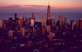 chicago skyline sunrise Vintage A4 Photo Print