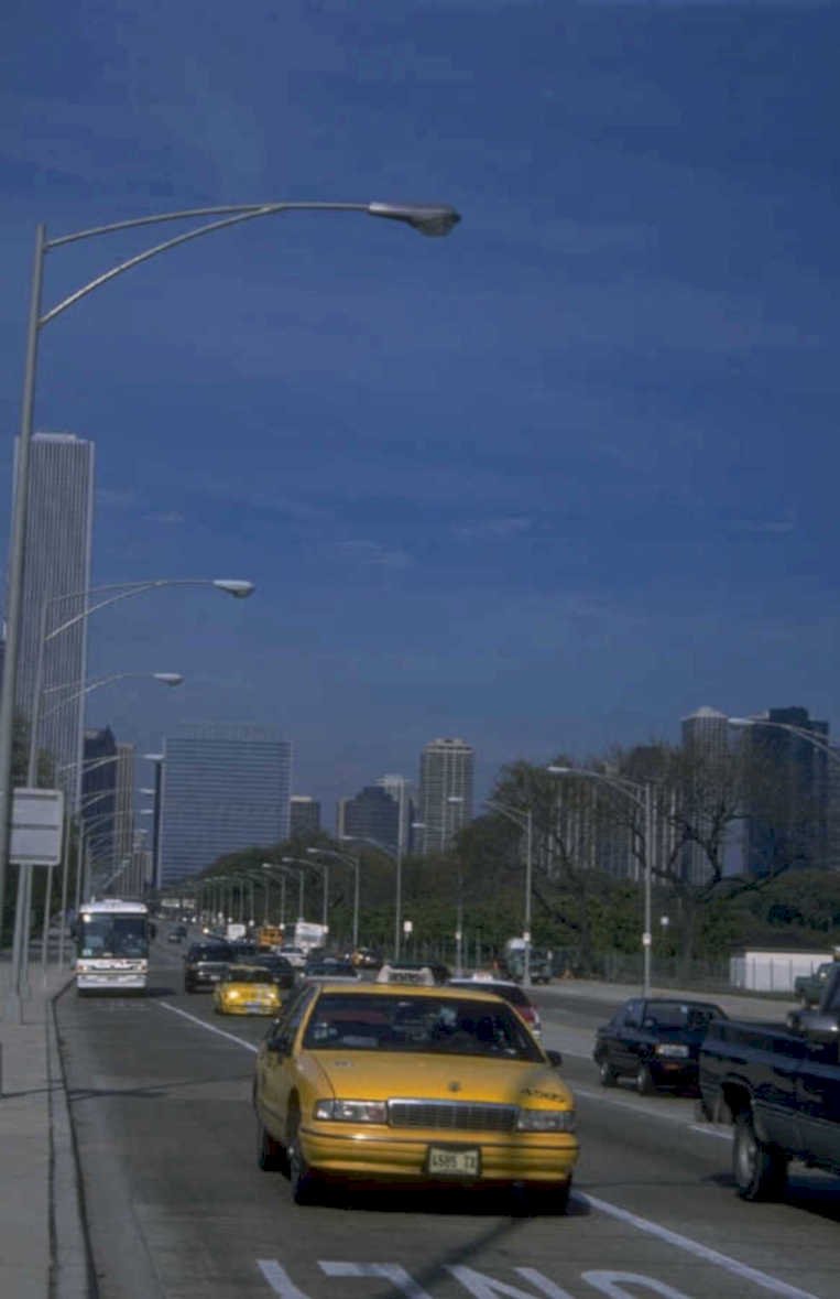 chicago skyline traffic 1980s 1990s A4 Photo Print