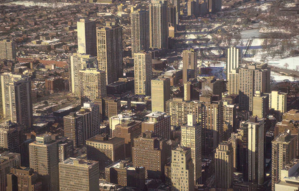 chicago skyline winter 1 Vintage A4 Photo Print