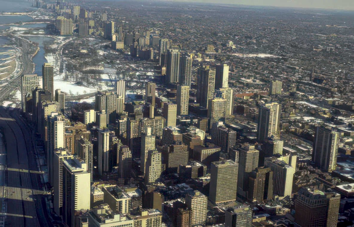 chicago skyline winter 2 Vintage A4 Photo Print